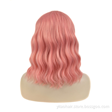 Wholesale price natural color unique Water ripple curly short  lace bob head wigs